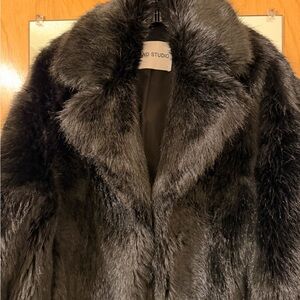 Stand Studio Black Cropped Faux Fur Jacket size EU34 pre owned